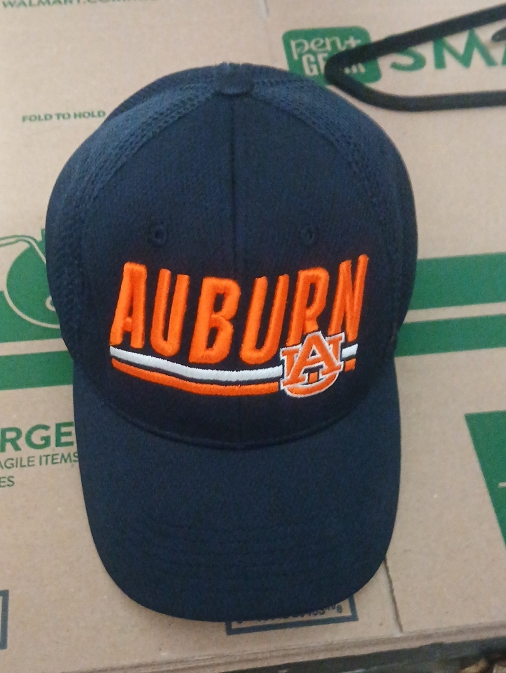 Russell Athletic Navy Blue Auburn Embroidered Cap with Orange Lettering